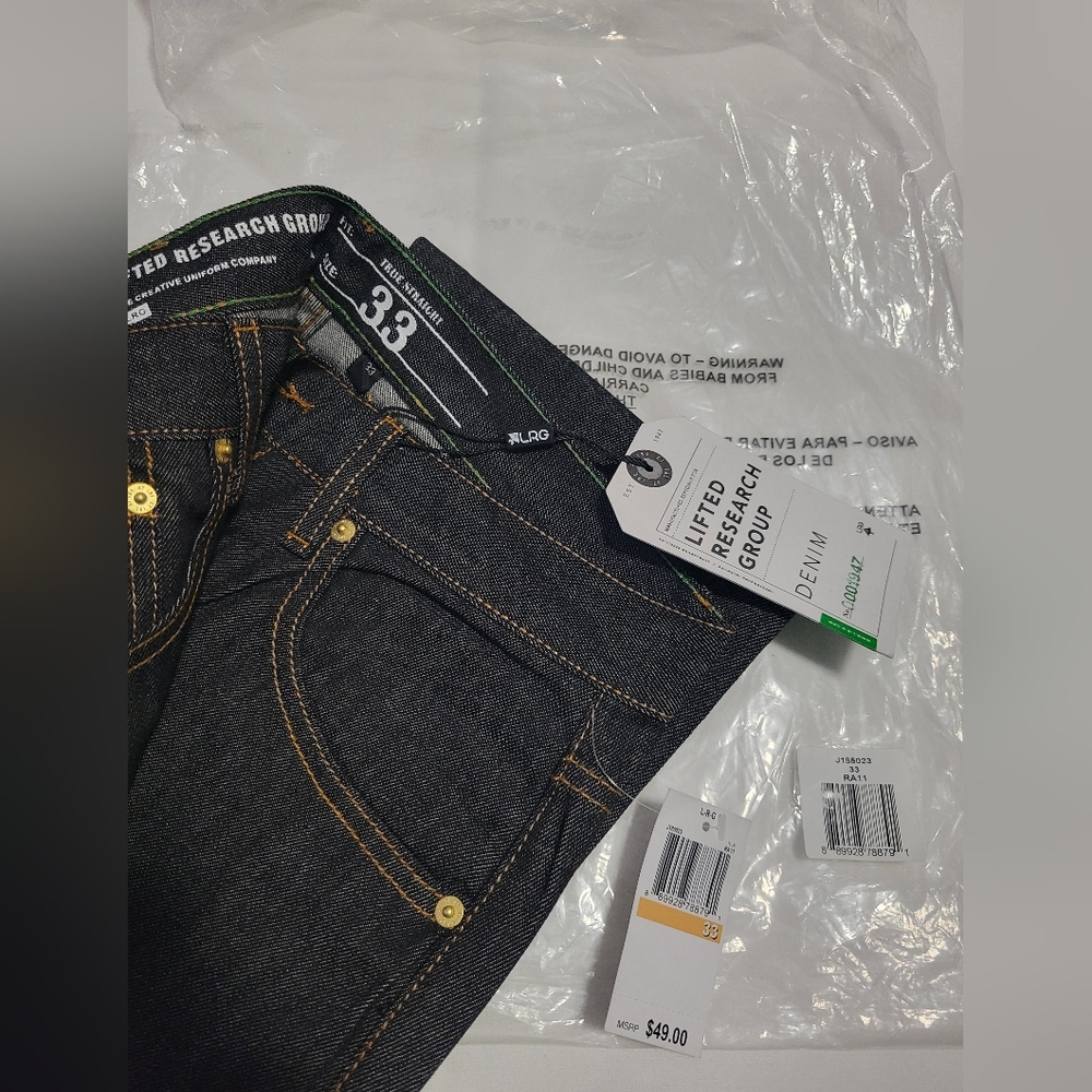 LRG True Straight Denim Jean's - Raw Black - Size 33 , inseam 31 inch